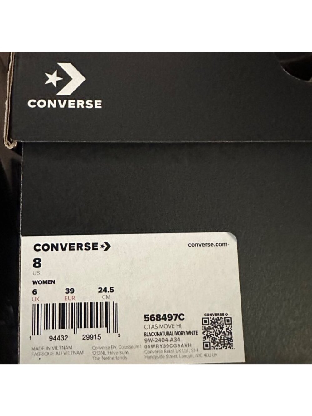 Converse Chuck Taylor CTAS Move Hi Platform 568497C Black/White Women’s 8 EU39 - Picture 10 of 11